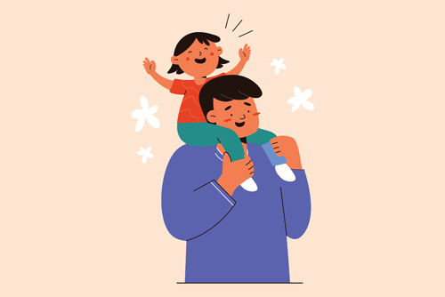 وکتور EPS طرح گرافیکی لایه باز ویژه روز پدر شامل طرح گرافیکی و کارتونی کول کردن دختر توسط پدر